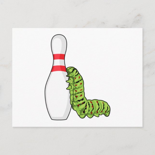 Raupe im Bowling mit Bowling Button Postkarte (Vorderseite)