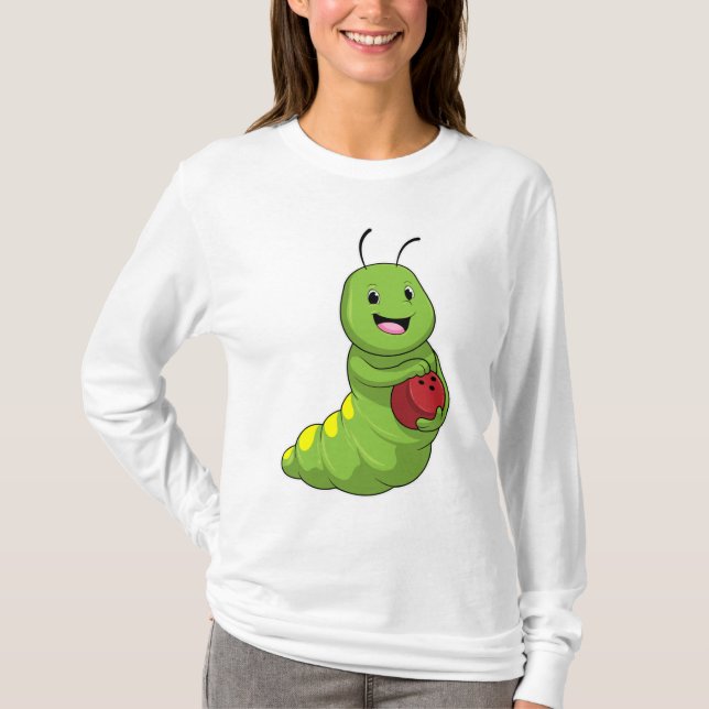 Raupe im Bowling mit Bowlingball T-Shirt (Vorderseite)