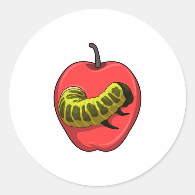 Raupe mit Apple Runder Aufkleber (Vorderseite)