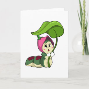 Raupe mit Blatt Karte