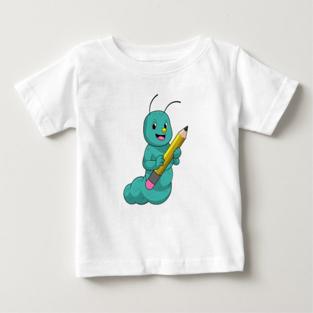 Raupe mit Bleistift Baby T-shirt (Vorderseite)