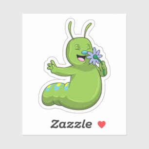 Raupe mit Blume Daisy Aufkleber