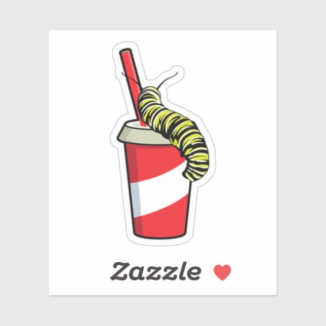 Raupe mit Drink Aufkleber (Blatt)