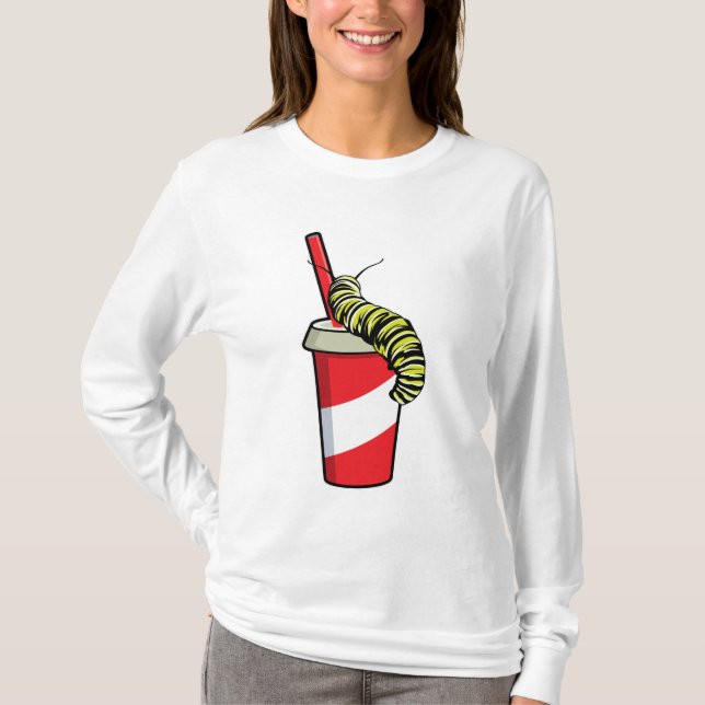 Raupe mit Drink T-Shirt (Vorderseite)