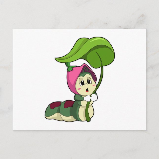 Raupe mit Leaf Postkarte (Vorderseite)