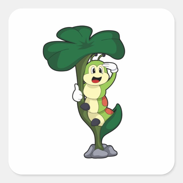 Raupe mit Leaf Quadratischer Aufkleber (Vorderseite)