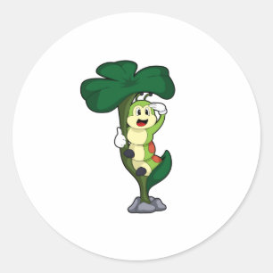 Raupe mit Leaf Runder Aufkleber