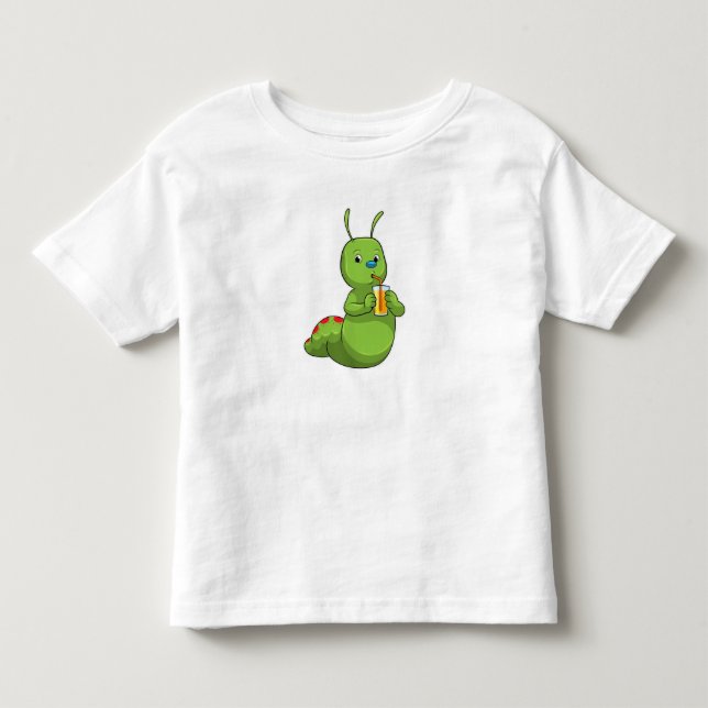 Raupe mit Orangensaftglas Kleinkind T-shirt (Vorderseite)