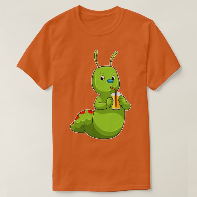 Raupe mit Orangensaftglas T-Shirt (Design vorne)