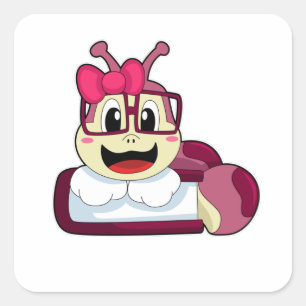 Raupe mit Ribbon Quadratischer Aufkleber