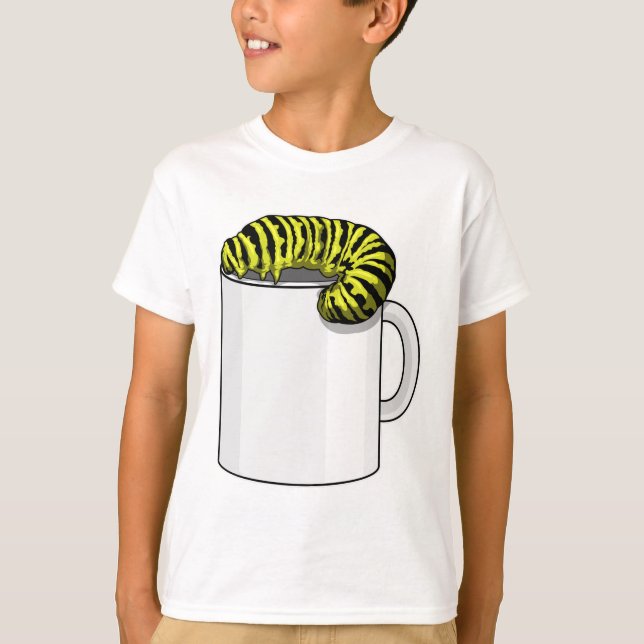 Raupe mit Tasse T-Shirt (Vorderseite)