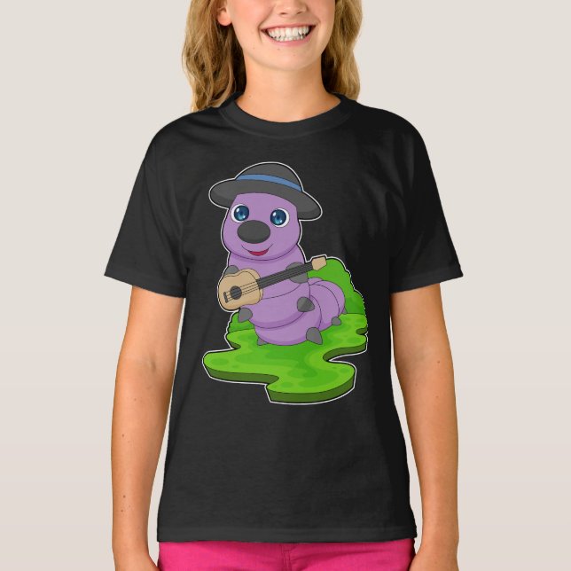 Raupe Musician Gitarre T-Shirt (Vorderseite)