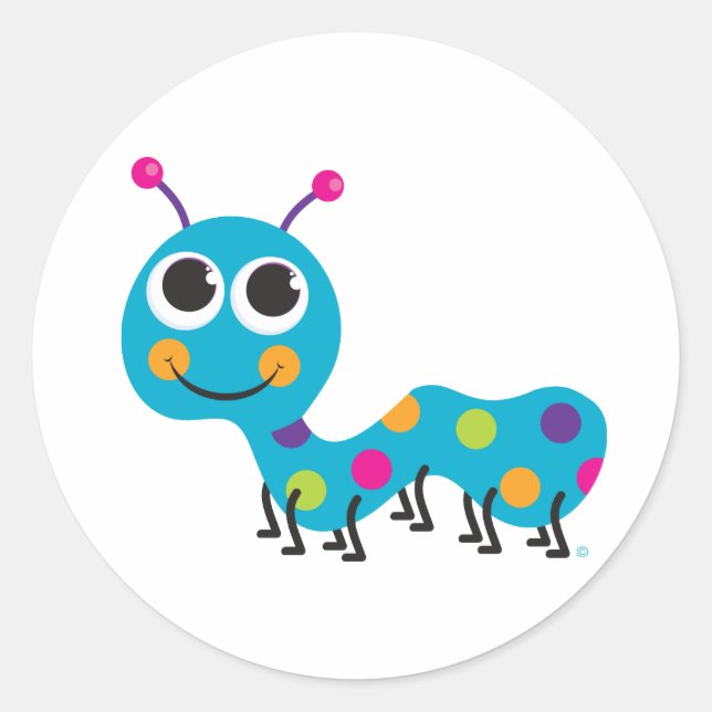 Raupe Runder Aufkleber (Vorderseite)