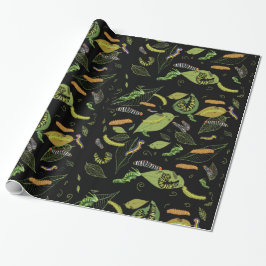 Raupe und Blätter, schöne Gartenkunst Geschenkpapier