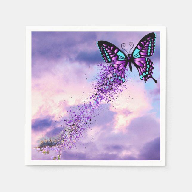 Raupe verwandelt sich in Butterfly-Servietten Serviette (Vorderseite)