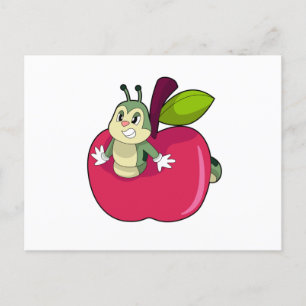 Raupenfahrzeug Apfel Postkarte