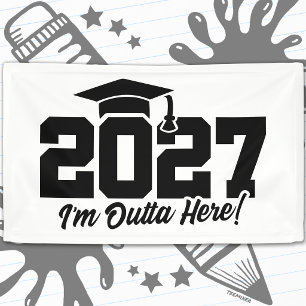 Raus hier Abitur-Zitat Abschlussklasse 2027 Banner