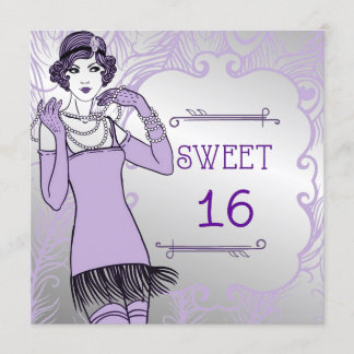 Rauschende 20er Flapper Girl Retro Süße 16. Party Einladung