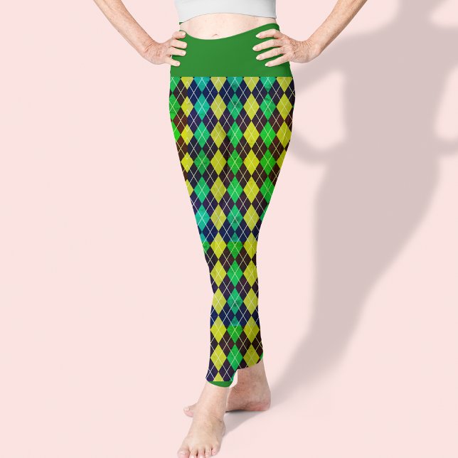 Raute Blau Gelbes Muster Elegantes Hübsches Design Leggings (Von Creator hochgeladen)