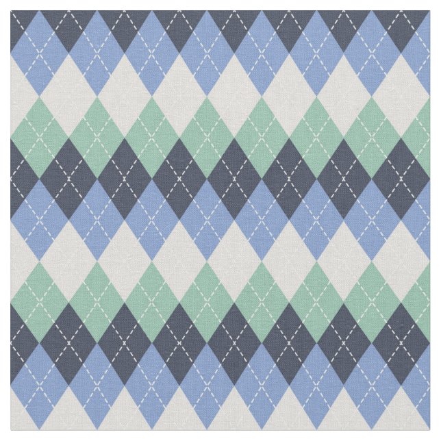 Raute Blau, Grün und Grau Stoff (Nahaufnahme)