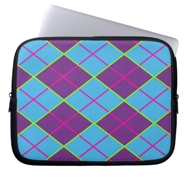 Raute blau und lila laptopschutzhülle (Vorderseite)