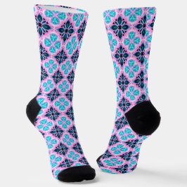 Raute Blau und Rosa Socken