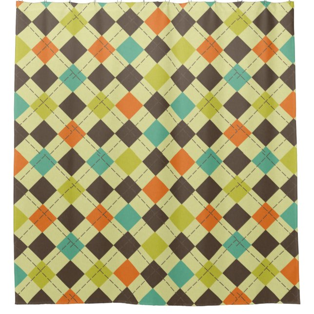 Raute der Herbstfarben Gemustert Duschvorhang (Vorderseite)