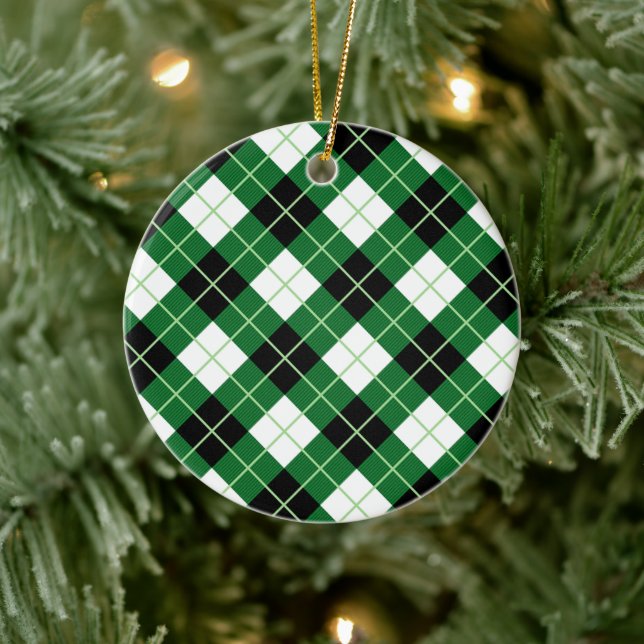 Raute Diagonal Diamond Kariert Keramik Ornament (Baum)