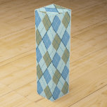Raute Diamanten Golf Preppy gemustert Wein-Geschenkverpackung<br><div class="desc">Moderne Raute,  braune und blaue Weinkiste. Entworfen von Sarah Trett.</div>