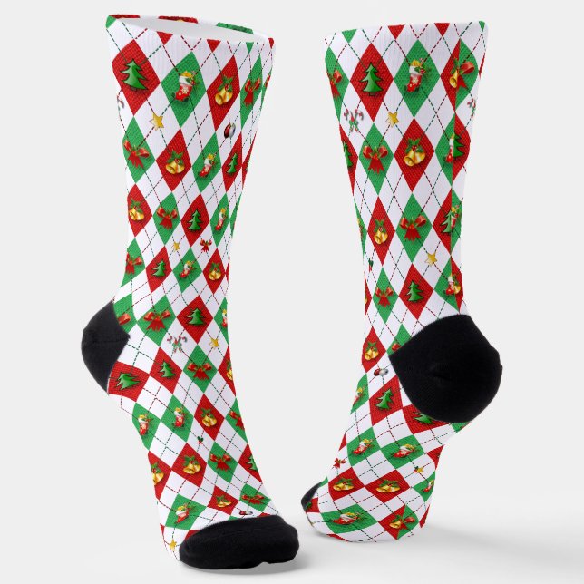 Raute Diamond Pattern Weihnachten Socken (Gewinkelt)