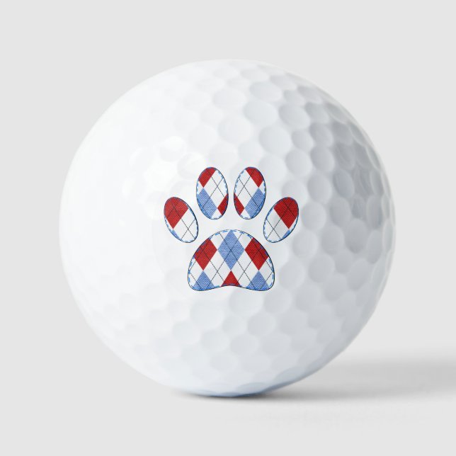Raute Dog Paw Print Golfball (Vorderseite)
