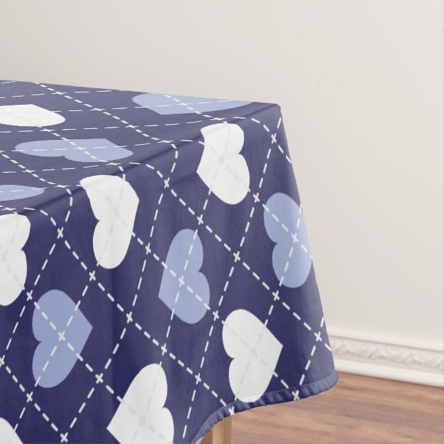 Raute für blaues und weißes Herz Tischdecke (Beispiel)