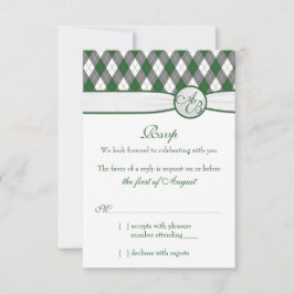 Raute Golfball Golf Green Monogram Wedding RSVP Karte