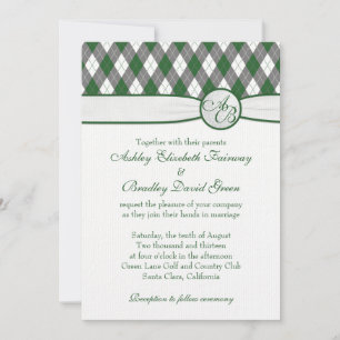 Raute Golfball Golfing Green Monogram Wedding Einladung