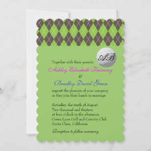 Raute Golfball Golfing Green Monogram Wedding Einladung