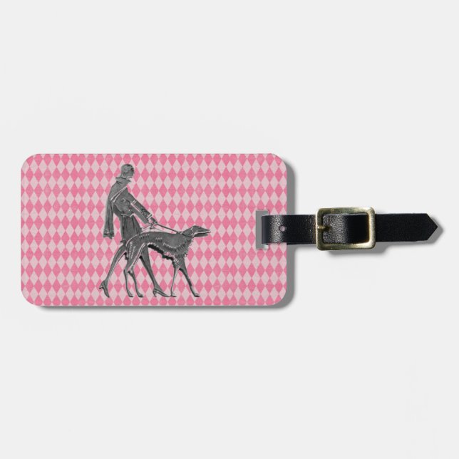 Raute "Greyhound and Pink" Gepäckanhänger (Vorderseite horizontal)
