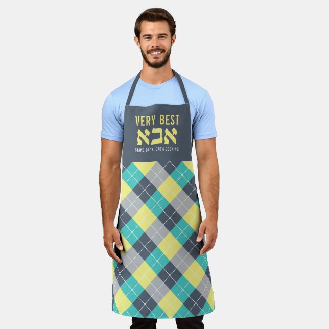 Raute Grill Master Funny Vater mit hebräischer Sch Schürze (Getragen)
