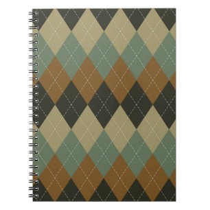 Raute Herbst: Braungrün-Rhombus-Chic Notizblock