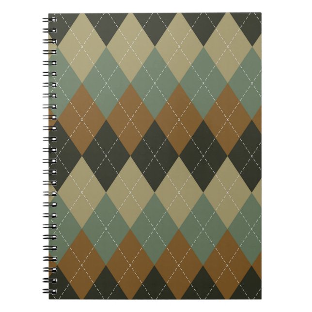 Raute Herbst: Braungrün-Rhombus-Chic Notizblock (Vorderseite)