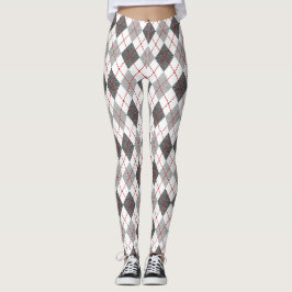 Raute Kariert Red Gray Silver Leggings