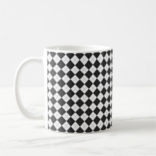 Raute kariert. Schottisches Muster in weiß und sch Kaffeetasse