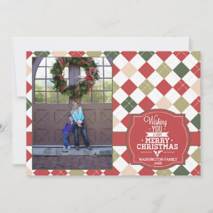 Raute kariert Weihnachtsfeiertag Fotokarte Feiertagskarte