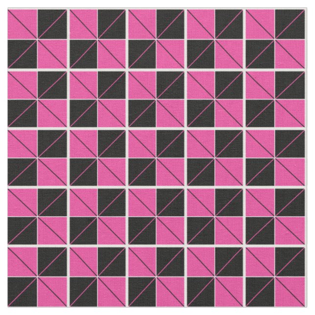 Raute Karo Rosa und Schwarz Stoff (Nahaufnahme)
