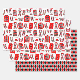 Raute Kleidung Illustration in Rot Geschenkpapier Set