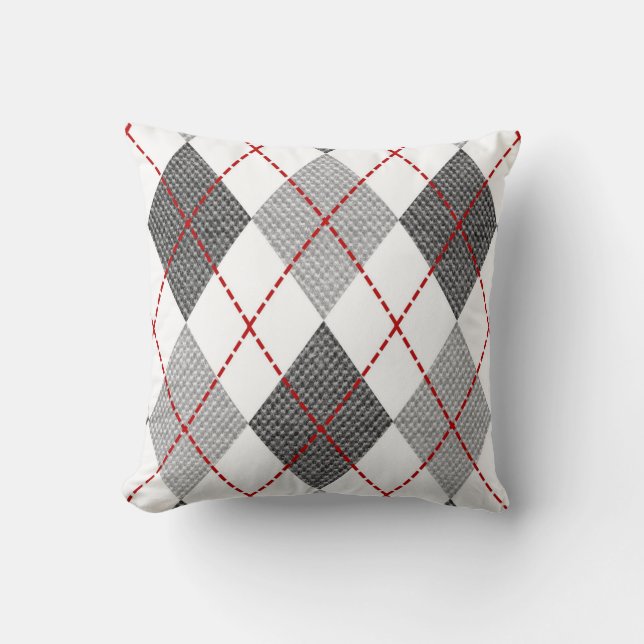 Raute Muster Diamond Design Geometrie Weiß Kissen (Vorderseite)