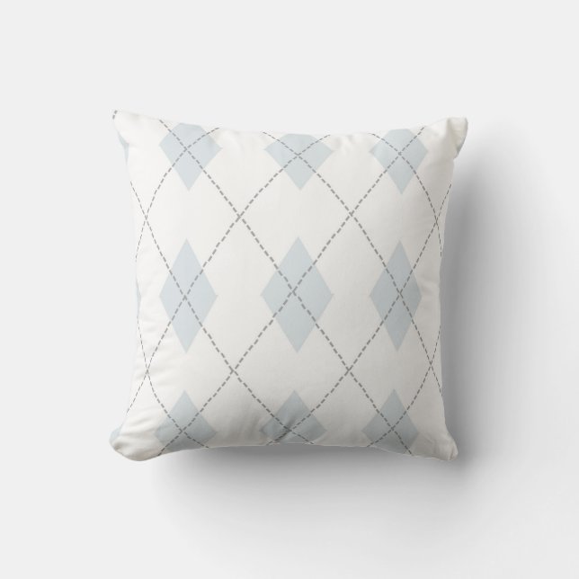 Raute Muster Diamond Design Geometrie Weiß Kissen (Vorderseite)