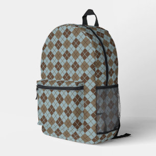 Raute Muster in Blau und Taupe Bedruckter Rucksack