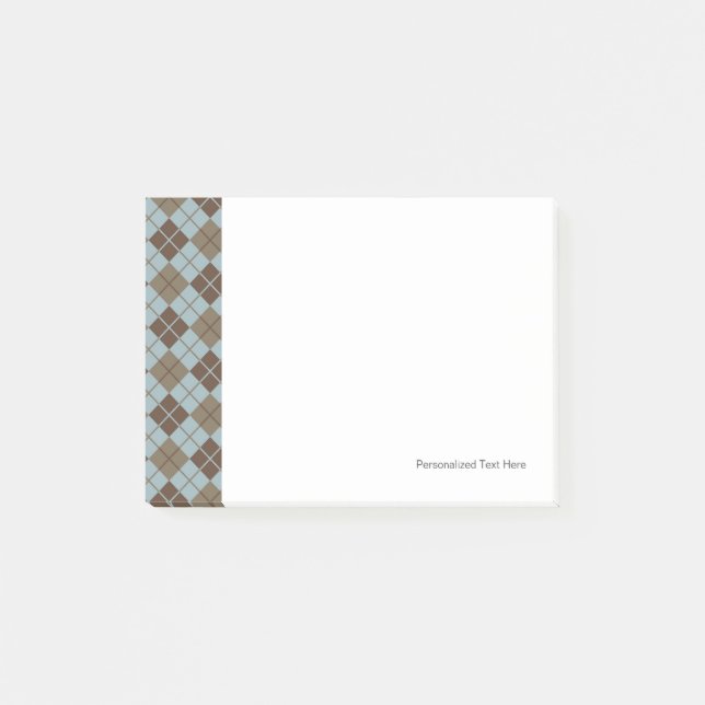 Raute Muster in Blau und Taupe Post-it Klebezettel (Vorderseite)