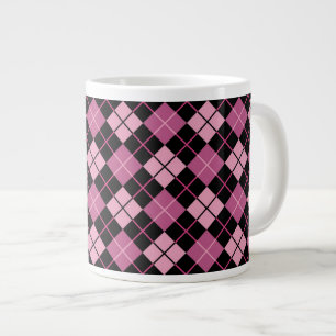 Raute Muster in Schwarz und Rosa Jumbo-Tasse
