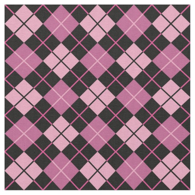 Raute Muster in Schwarz und Rosa Stoff (Nahaufnahme)